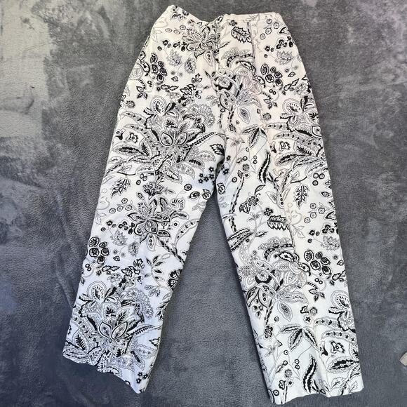 Silk Club Collection Pants Womens 8 Linen Floral High Rise Pockets Lined - Picture 8 of 8